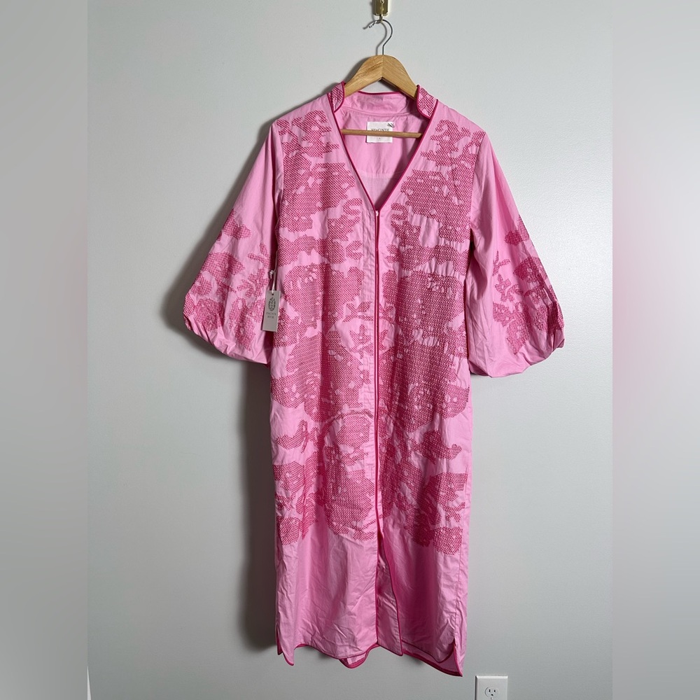 HYACINTH HOUSE
Pink Embroidery Arem Caftan - Picture 7 of 11